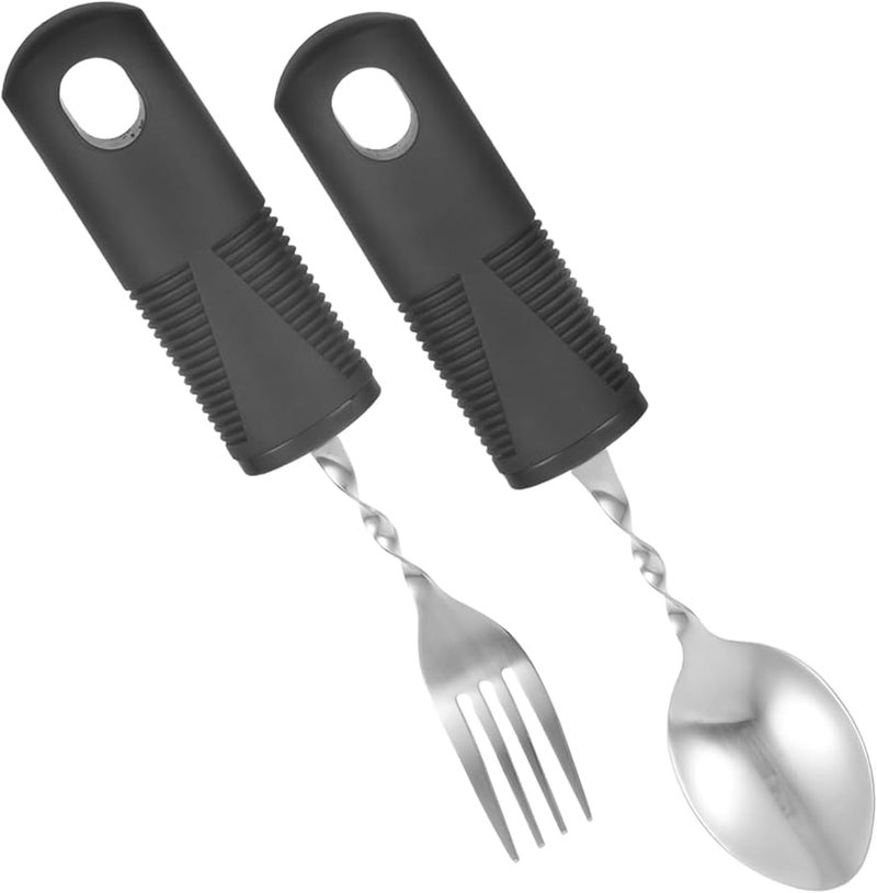 Elderly Fork And Spoon Set With Non Slip Grip For Disabled Patients Kitchen Utensils - Image 1